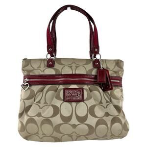 Coach Sateen Poppy Handbag Tote Purse Large #H1257-F20026 Tan All Occasion